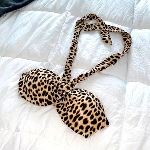 Adjustable leopard swim bandeau top